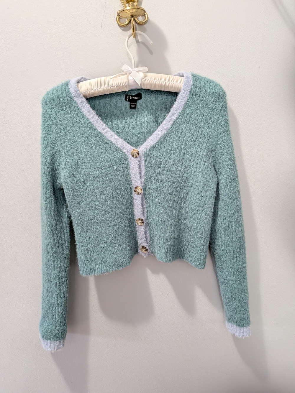 Fuzzy Green Cardigan 90s Y2K Clueless
